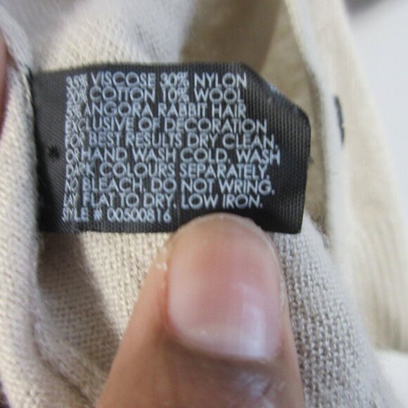 Club Monaco Cardigan Sweater Women S Beige Ruffle Button Up Viscose Blend 132 - Picture 5 of 8